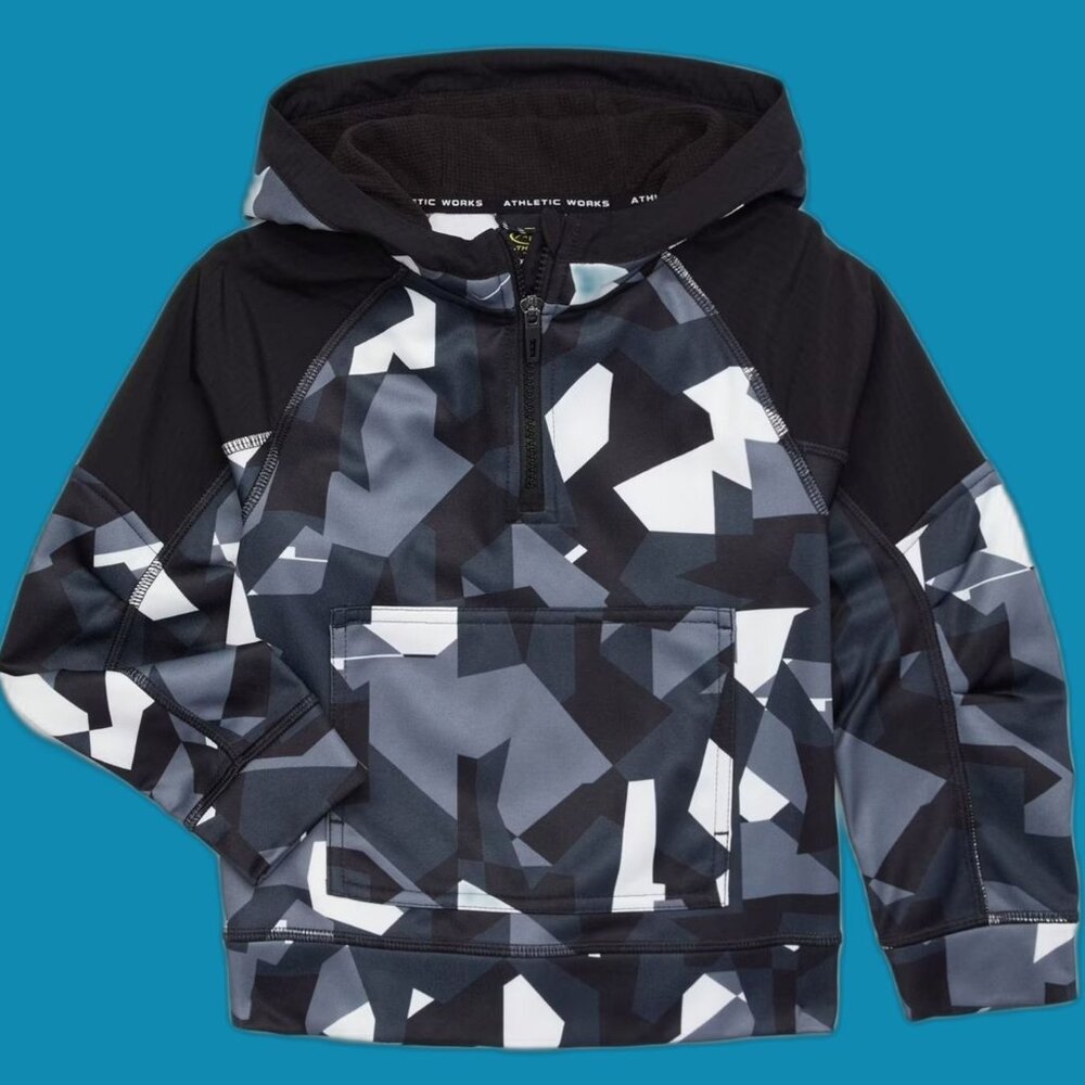 Athletic Works Boys XXL 18 Tech Fleece Quarter Zip Pullover Hoodie Camo NWT